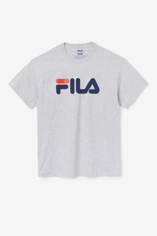 Fila Logo Grey T-Shirt Mens - NZ 75839-QJNY